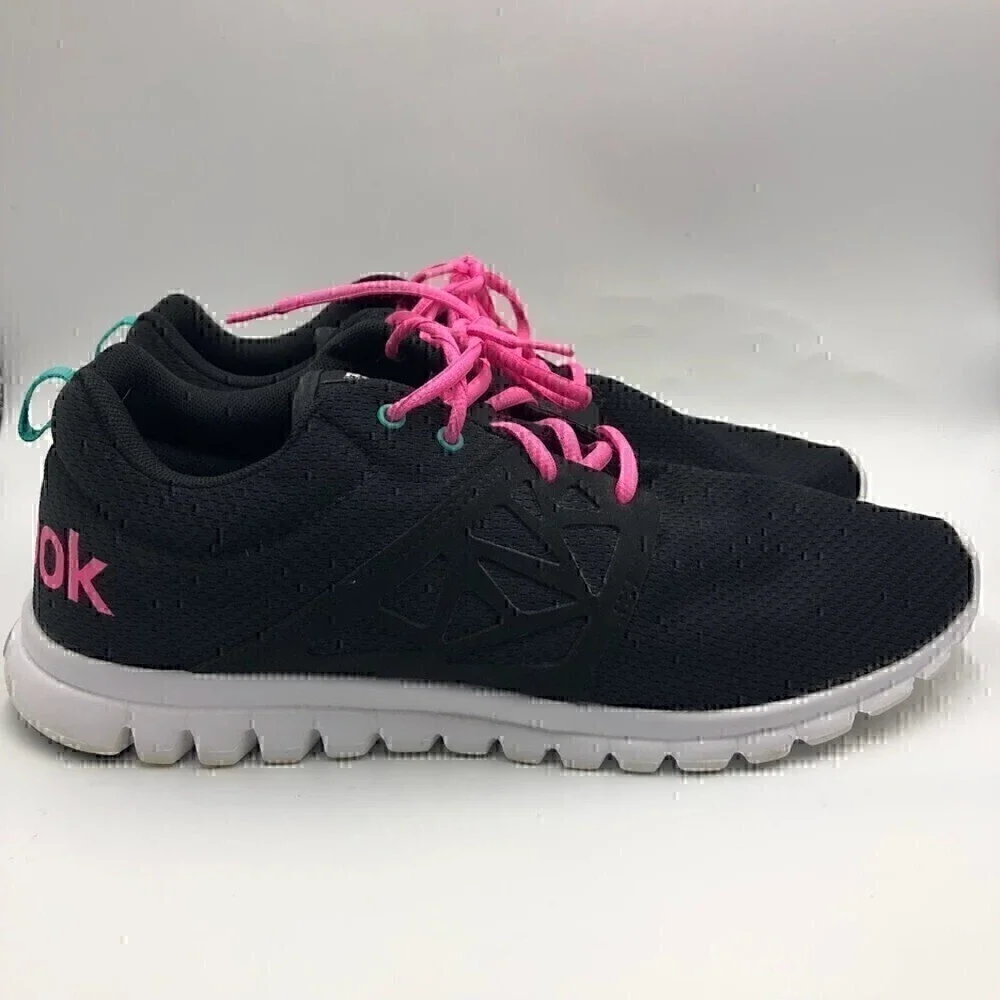 Reebok Women's Black Running Athletic Shoes Hot Pink Accents Sublite Size 12